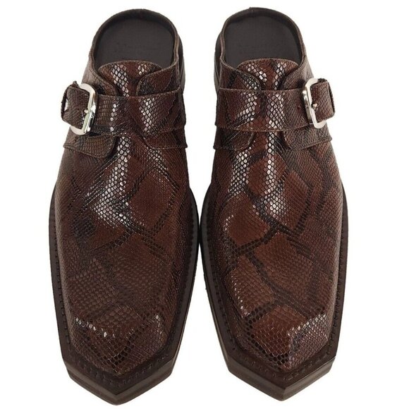 Martine Rose Python Chisel Toe Mules 40 M7 W10 Brown New - Picture 3 of 13